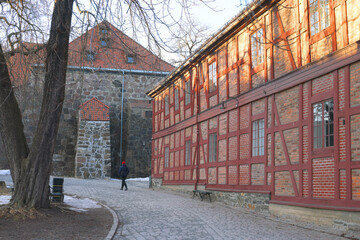Architectural detail of Akershus Fortress building in the city center of Oslo, Norway, Europe	