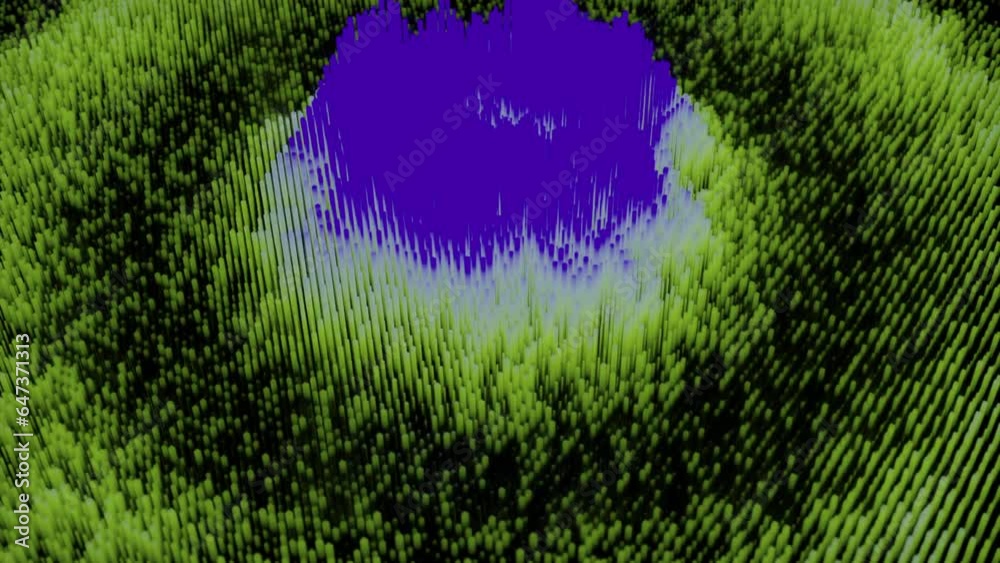 Poster colorful wave streams on surface of cyber texture. design. wave round dots on surface of cyber field