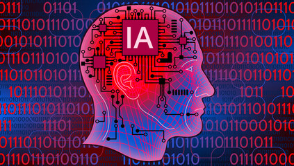IA - Intelligence Artificielle Fuchsia - obrazy, fototapety, plakaty