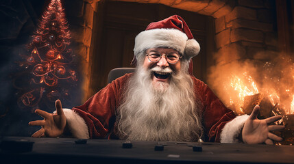 Obraz premium A happy and excited Santa Claus on Christmas Eve