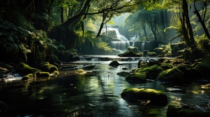 Beautiful waterfall in deep forest