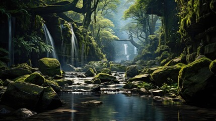 Beautiful waterfall in deep forest