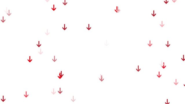Downward facing red arrows loop motion on white background. 