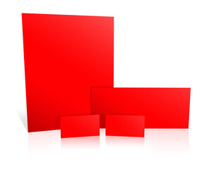 Red promotional paper blank template for presentation layouts and design.