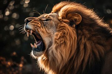 Lion with open mouth