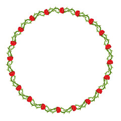 red rose flower art drawn round frame