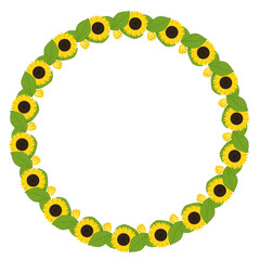 sunflower flower art drawn round frame