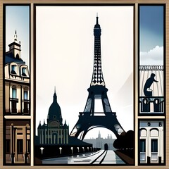 Obraz premium city skyline with eiffel tower