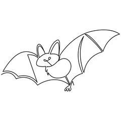 Continuous one line  bat drawing vector art illustration