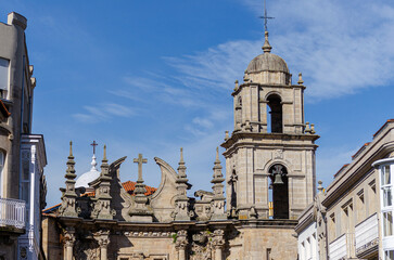Fototapeta na wymiar View at the facade of Santa Eufemia Church in Ourense , Galicia. Spain