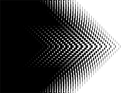 A Smooth Transition From Black To White In The Form Of An Arrow Made Of Abstract Pixels. Monochrome Striped Pattern. Modern Vector Background