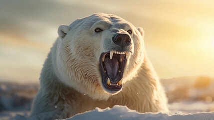 Polar Bear's Fierce Attack in the Arctic Tundra