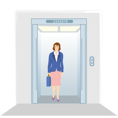 woman in front of an elevator