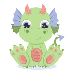 Cartoon dragon character on a white background, symbol of the year
