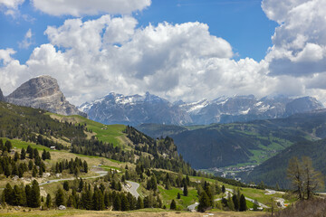 Fototapeta na wymiar Passo Gardena in the Dolomites of Italy