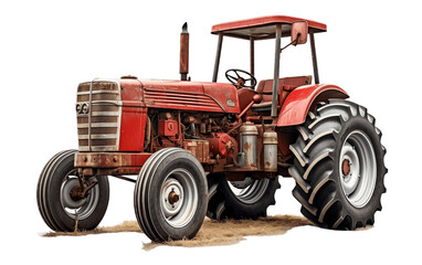 Farm Tractor on White Transparent Background