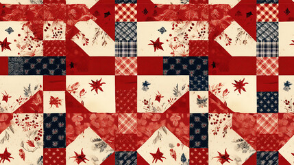 Christmas patchwork quilt seamless repeatable pattern