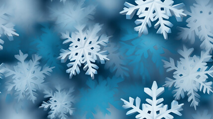 White and blue snowflakes seamless repeatable pattern