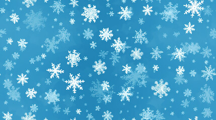 White snowflakes on a blue background seamless repeatable pattern