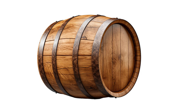Wooden Barrel on White Transparent Background