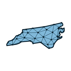 North Carolina state map polygonal illustration made of lines and dots, isolated on white background. US state low poly design