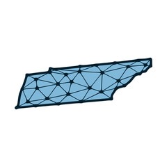 Tennessee state map polygonal illustration made of lines and dots, isolated on white background. US state low poly design