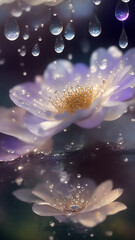Create a digital artwork featuring a flower adorned with glistening water droplets - AI Generative