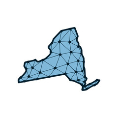 New York state map polygonal illustration made of lines and dots, isolated on white background. US state low poly design