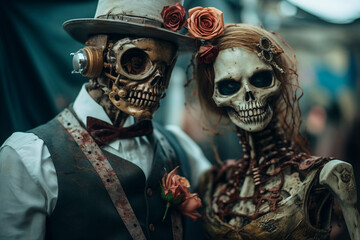 Steampunk Horror: Undead couple