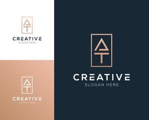 Abstract Initial AT TA logo design vector illustration