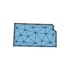 Kansas state map polygonal illustration made of lines and dots, isolated on white background. US state low poly design