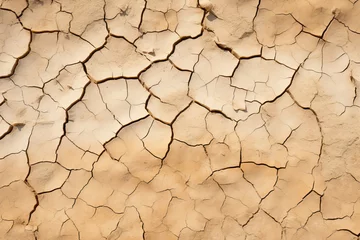 Fototapeten Cracked dry clay soil texture or background. Effects of climate change, desertification and droughts © colnihko