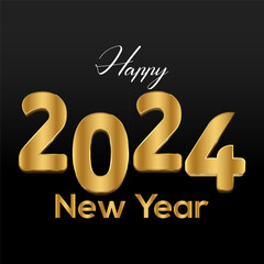 Happy new year 2024 vector illustration with typography gold letter.