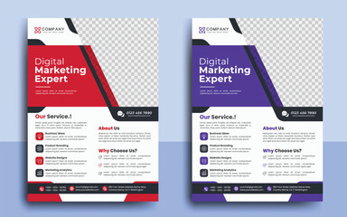 Corporate Flyer Template, Digital marketing agency, Modern Flyer design, Digital Business Marketing Social Media Banner, Corporate Business Flyer, Colorful template, two color scheme flyer