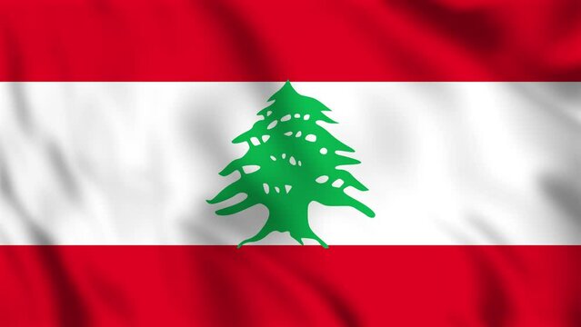 Looped background animation of the waving flag of Lebanon