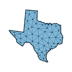 Texas state map polygonal illustration made of lines and dots, isolated on white background. US state low poly design
