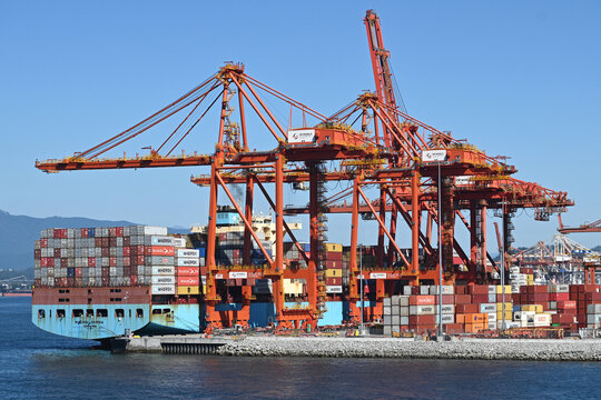 Vancouver, BC, Canada - August 14, 2023: General view Vancouver Centerm Terminal.