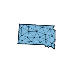 South Dakota state map polygonal illustration made of lines and dots, isolated on white background. US state low poly design