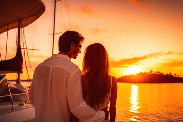 Fototapeta na wymiar Intimate Sunset Moment on a Yacht