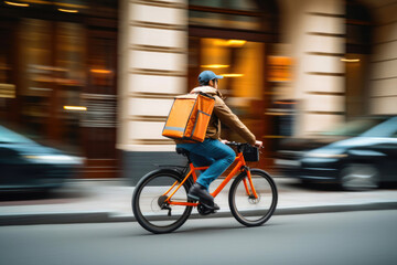 Urban Courier on the Move - obrazy, fototapety, plakaty