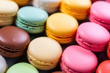 Fototapeta na wymiar Macro Shot of Colorful Macaron Delights
