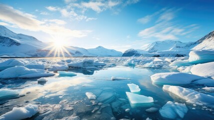 Aerial view of rapidly melting ice caps, symbolizing urgent global warming and its environmental impact. Water submersion threatens the planet. #climatechange #urgency