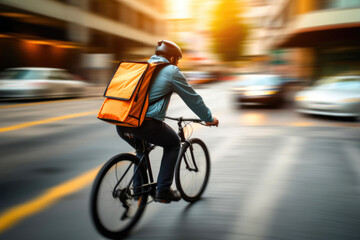 Cyclist Delivering Packages Quickly