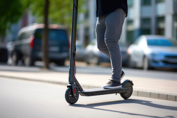 Obraz premium Scooting in Style: High-Speed Urban Commute