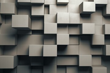 Arrangement of concrete tiles forming a polished, square background resembling futuristic blocks in a 3D render. Generative AI