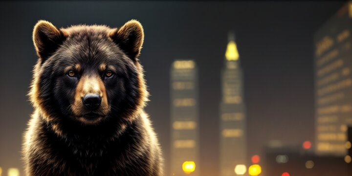 Bear or bearish market trend in crypto currency or stocks. Trade exchange background, down arrow graph for decrease in rates. Cryptocurrency price chart & blockchain technology. Global economy crash.