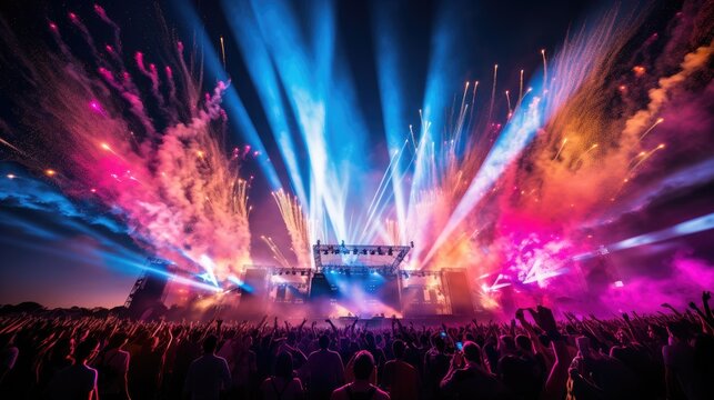 electrifying atmosphere of a sold-out stadium during a major sporting event, showing the unity and excitement of fans from diverse cultural backgrounds.