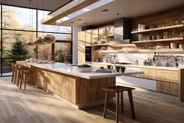 cozy kitchen with light natural materials