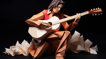 Fototapeta na wymiar Origami Paper Musician 