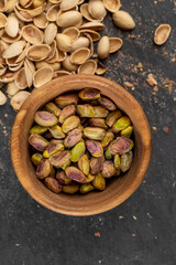 peeled fresh crunchy pistachios, green nuts pistachios